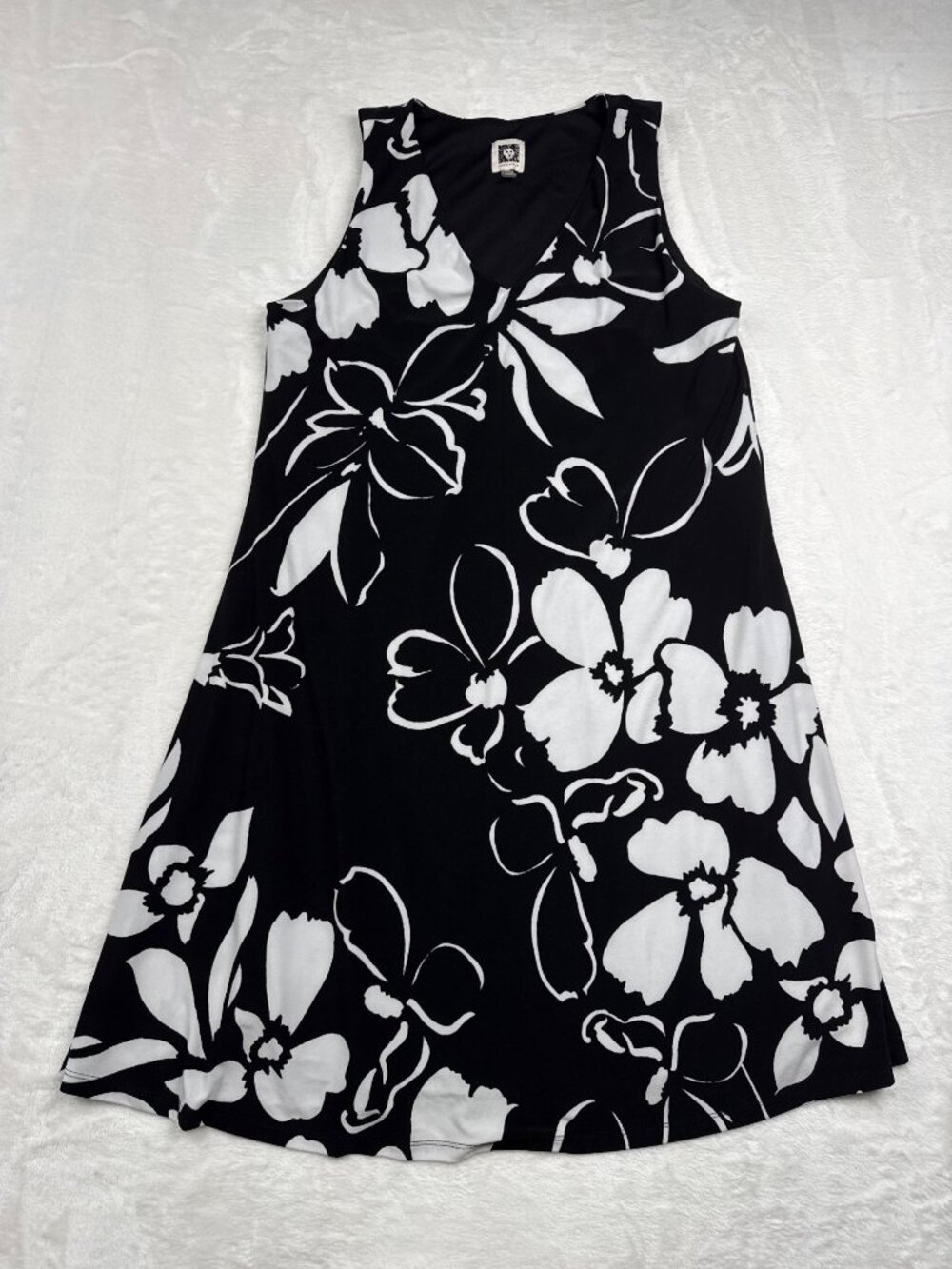 Anne Klein Womens Black & White Floral Sleeveless Dress Size M